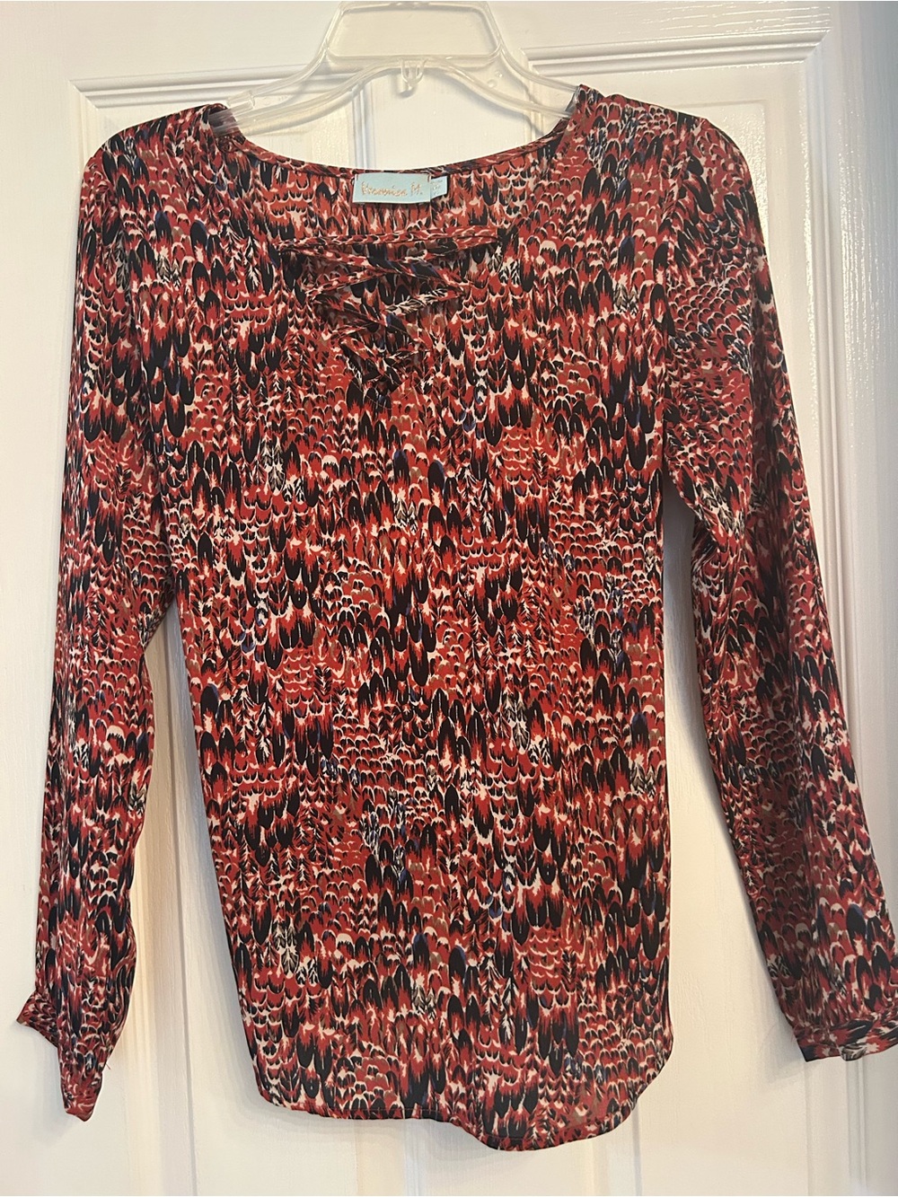 Veronica XS Red and Black Printed Long-Sleeve Top
